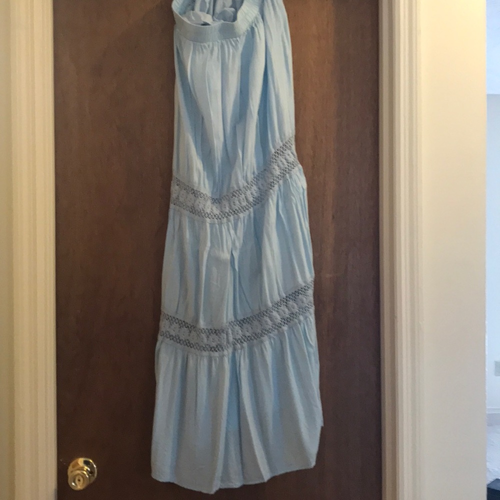 Blue lace maxi skirt